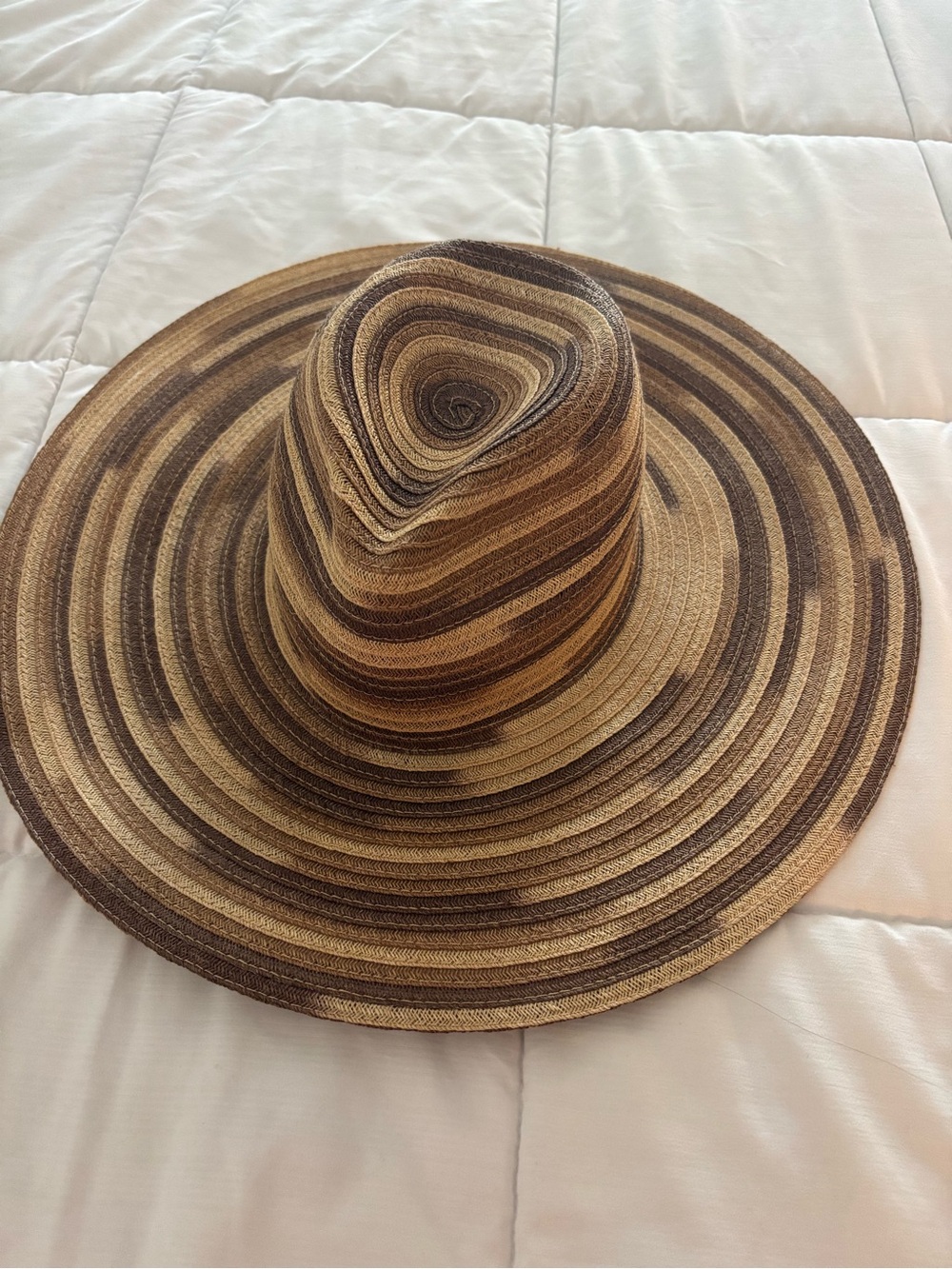Eugenia Kim Striped Wide-Brim Sun Hat in Brown and Tan